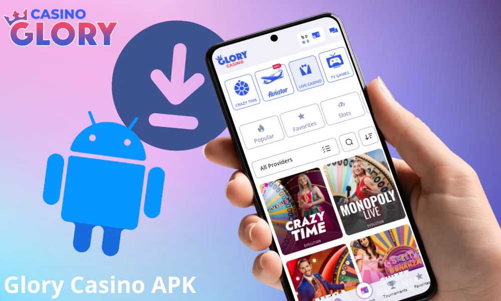 Glory Casino Android APK home screen
